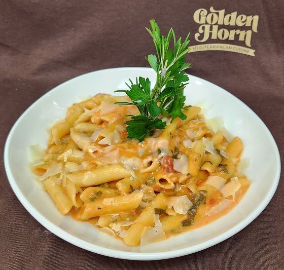 Penne in a pink sauce